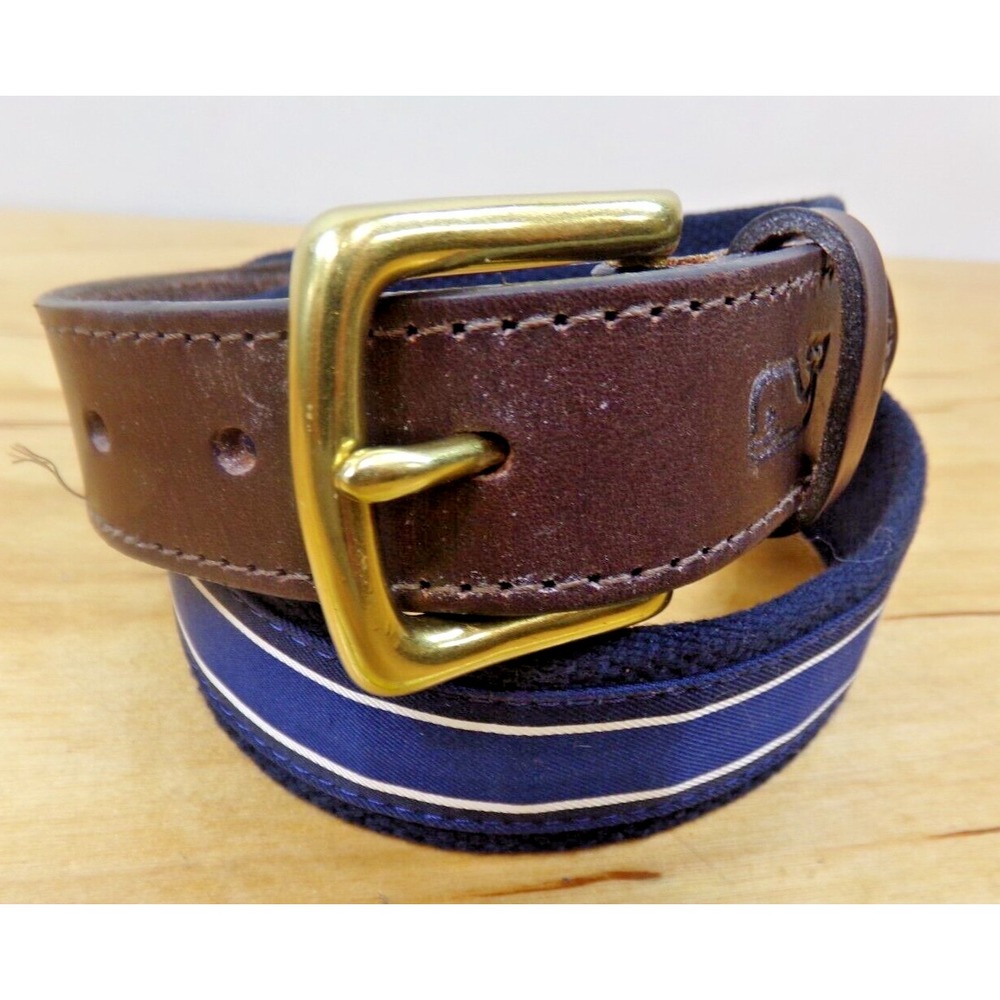 Vineyard Vines‎ by Shep & Ian Belt Size 30 Blue & White on Blue Woven Canvas
